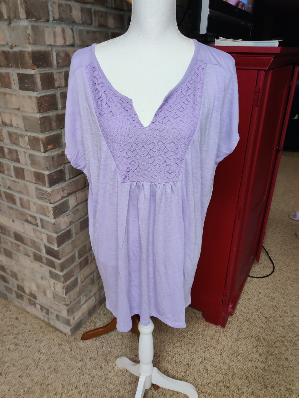 Just My Size Lavender Crochet Yoke Tunic Top Size 2x Lot Of 2 New